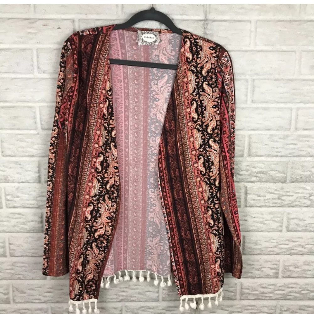 Skonhet Open Front Cardigan Medium Tassel Boho - Picture 1 of 7